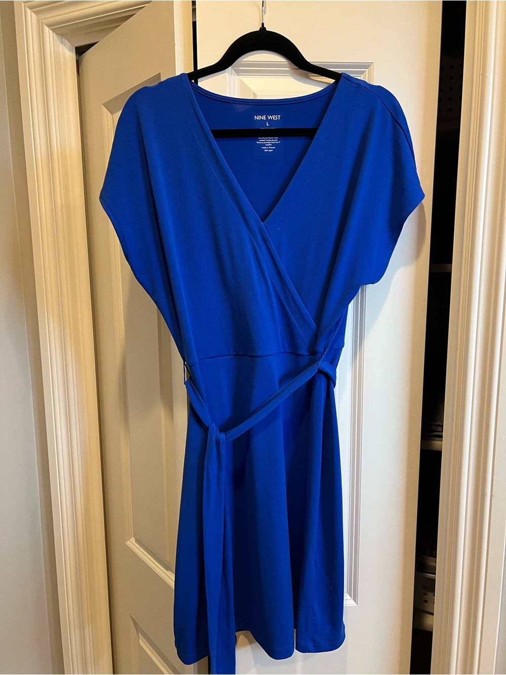 Nine West Royal Blue Wrap Midi Dress